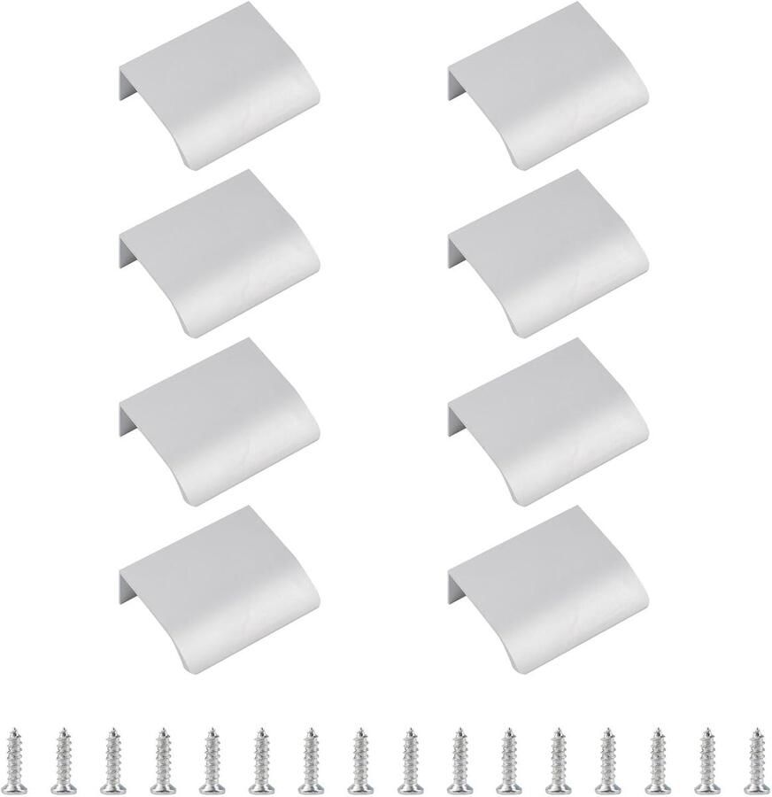 Zilverkleurige Vingerrand Moderne Ladegreep 8 Stuks