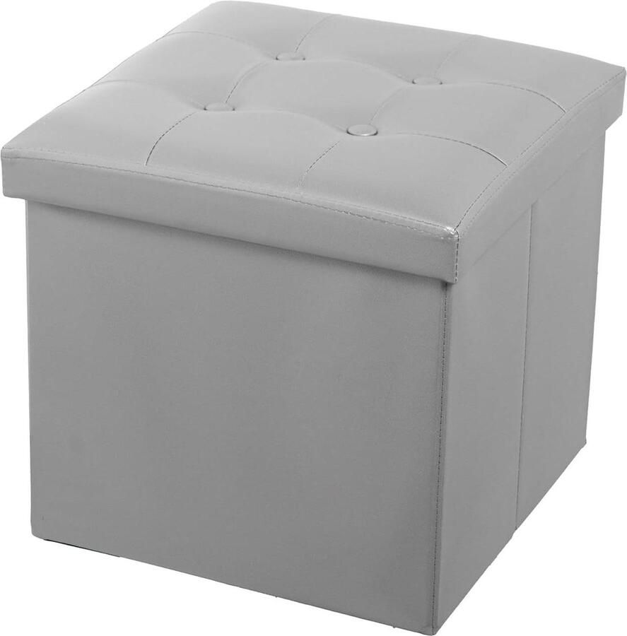 Zilverkleurige zitzak van kunstleer 38 x 38 x 38 cm