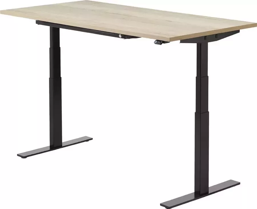 Zit sta bureau 160 x 80 cm Halifax naturel Zwart elektrisch