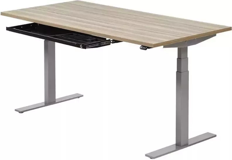 Zit sta bureau 160 x 80 cm Ladago Essen Alu grijs elektrisch