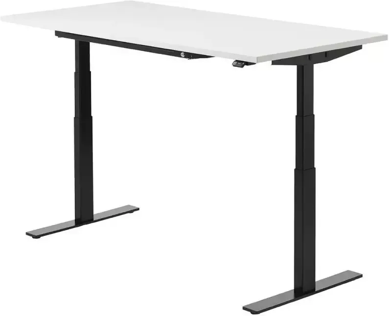 Zit sta bureau 160 x 80 cm Wit Zwart elektrisch
