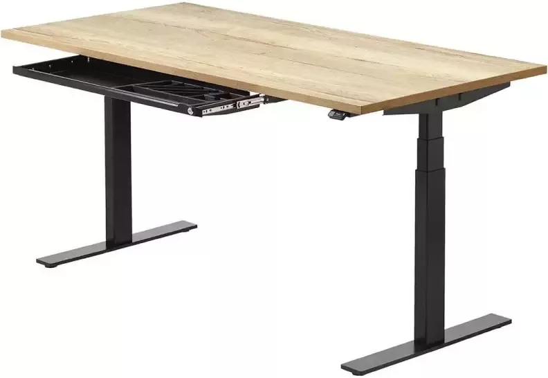 Zit sta bureau 180 x 80 cm Halifax naturel Zwart elektrisch