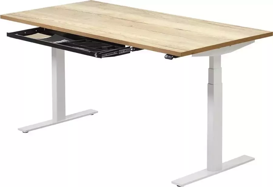Zit sta bureau 180 x 90 cm Halifax naturel Wit elektrisch