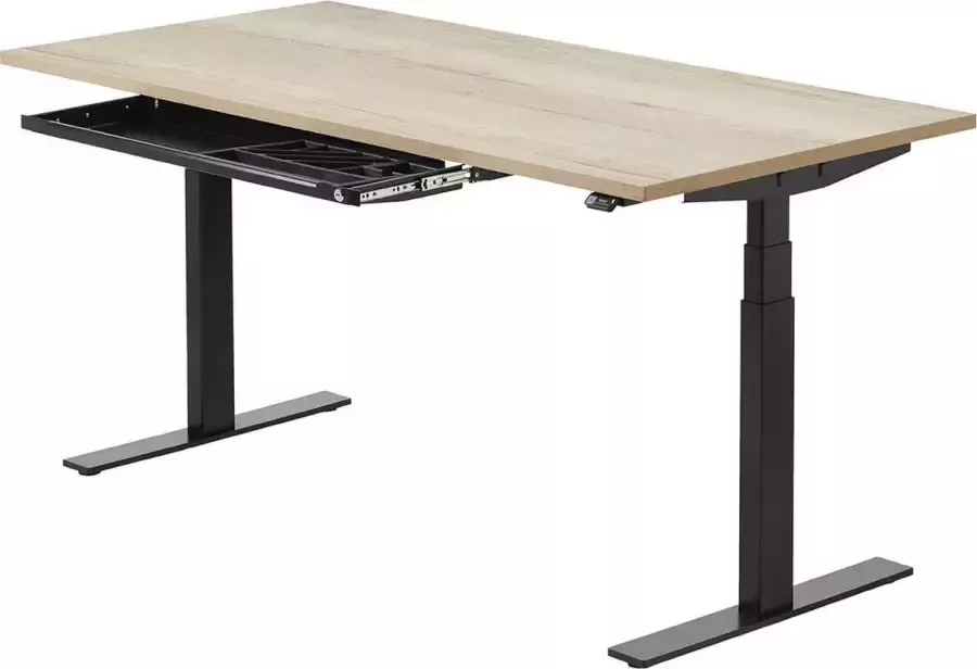 Zit sta bureau 180 x 90 cm Halifax naturel Zwart elektrisch