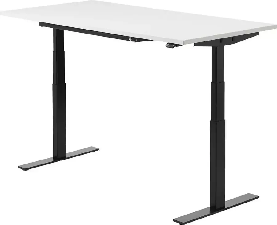 Zit sta bureau 180 x 90 cm Wit Zwart elektrisch