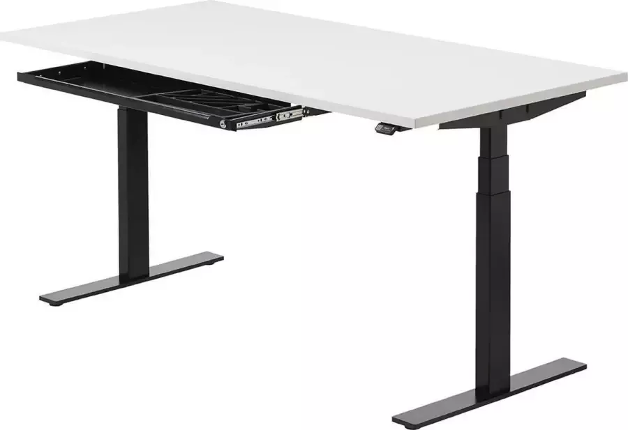 Zit sta bureau 200 x 80 cm Wit Zwart elektrisch