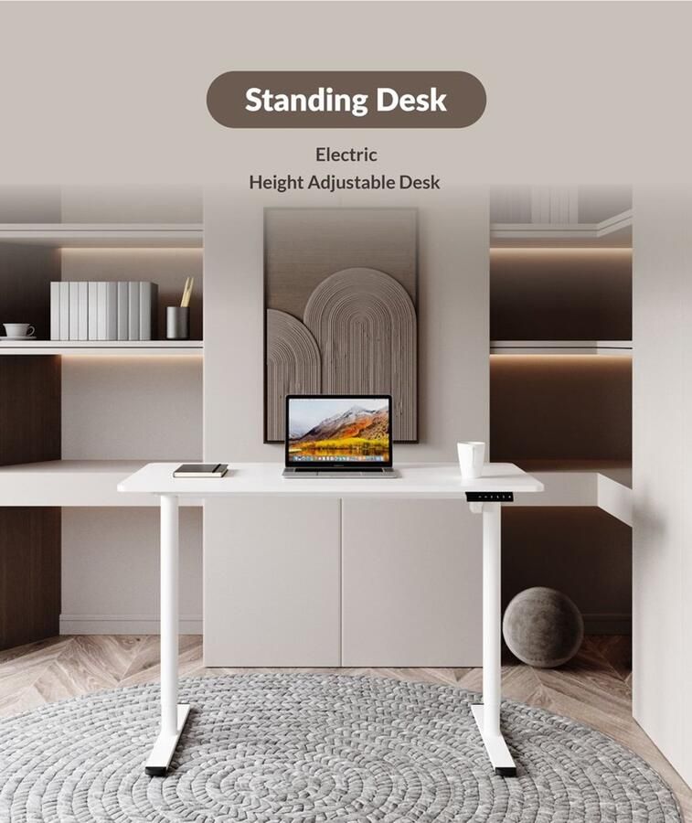 Zit-sta Bureau Elektrisch in Hoogte Verstelbaar 120 x 60 cm Wit