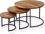 Zita Home Quinn Salontafel set van 3 mango hout 2cm dik blad 54 cm diameter Black Friday Deal - Thumbnail 1