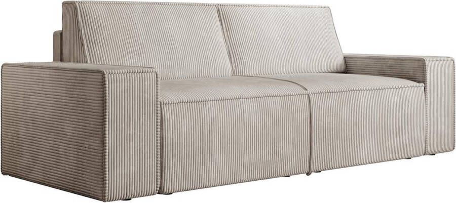 Vente-unique Zitbank – 3 plaatsen – Beige ribfluweel – AMELIA L 230 cm x H 84 cm x D 95 cm - Foto 2
