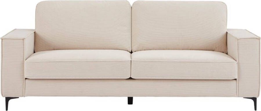 Zitbank – 3 plaatsen – Beige ribfluweel – OLMEDA L 219 cm x H 88 cm x D 86 cm