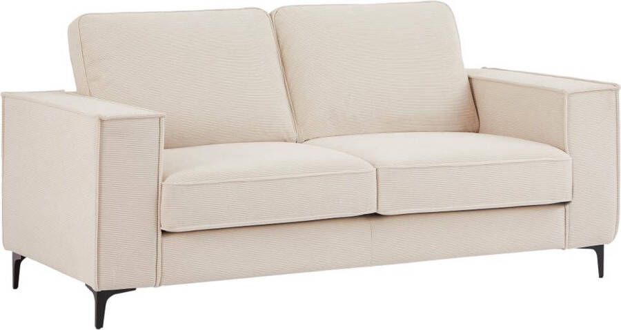 Zitbank – 3 plaatsen – Beige ribfluweel – OLMEDA L 219 cm x H 88 cm x D 86 cm