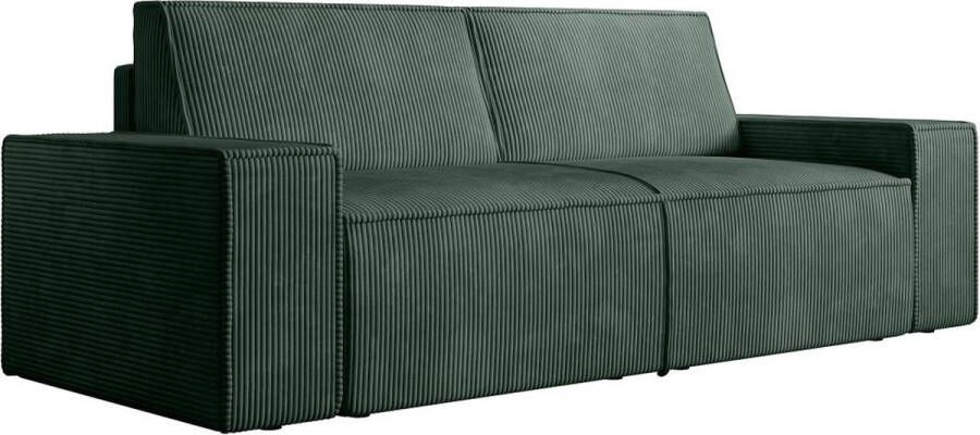 Vente-unique Zitbank – 3 plaatsen – Groen ribfluweel – AMELIA L 230 cm x H 84 cm x D 95 cm - Foto 3