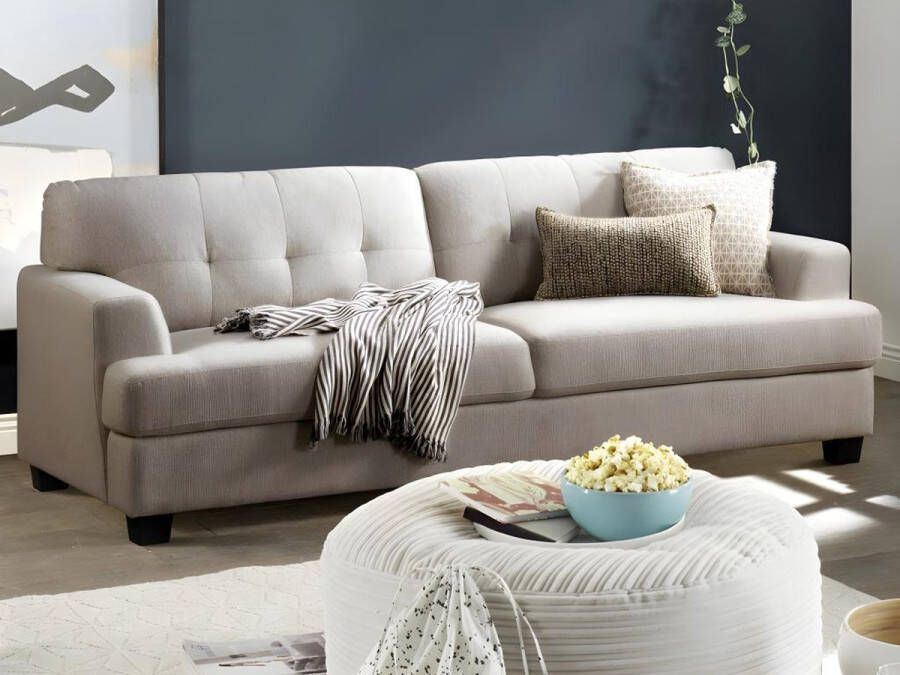 Zitbank 3 plaatsen in beige stof ROLLY L 209 cm x H 81 cm x D 91.5 cm