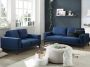 Zitbank 3 plaatsen in donkerblauwe stof met houten poten MOSSEA L 213.5 cm x H 87.5 cm x D 92.5 cm - Thumbnail 2