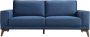 Zitbank 3 plaatsen in donkerblauwe stof met houten poten MOSSEA L 213.5 cm x H 87.5 cm x D 92.5 cm - Thumbnail 1