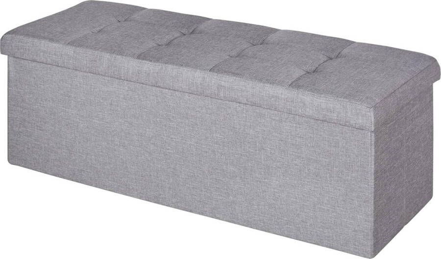 Zitbank gestoffeerde bank met opbergruimte borstbank met verdeler inklapbaar zak schuimstof grijs 110 x 38 x 38 cm