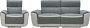 Zitbank met 3 plaatsen en elektrische relaxfauteuil in donkergrijze stof – ORIETTO L 202 cm x H 95 cm x D 87 cm - Thumbnail 1