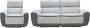Zitbank met 3 plaatsen en elektrische relaxfauteuil in lichtgrijze stof – ORIETTO L 202 cm x H 95 cm x D 87 cm - Thumbnail 1