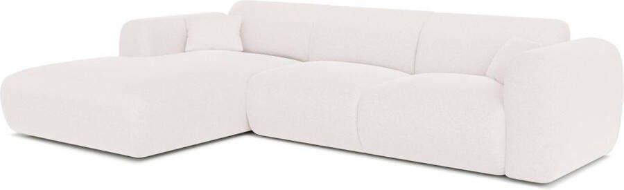 Vente-unique XXL-hoekbank met hoek links van witte boucléstof POGNI van Maison Céphy L 280 cm x H 73 cm x D 165 cm - Foto 5