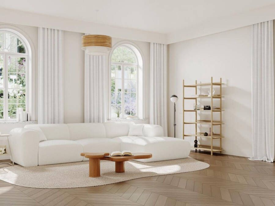 Vente-unique XXL-hoekbank met hoek rechts van witte boucléstof POGNI van Maison Céphy L 280 cm x H 73 cm x D 165 cm - Foto 5