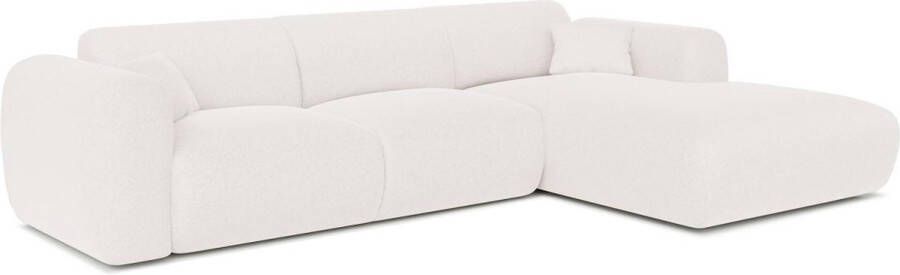 Vente-unique XXL-hoekbank met hoek rechts van witte boucléstof POGNI van Maison Céphy L 280 cm x H 73 cm x D 165 cm - Foto 3