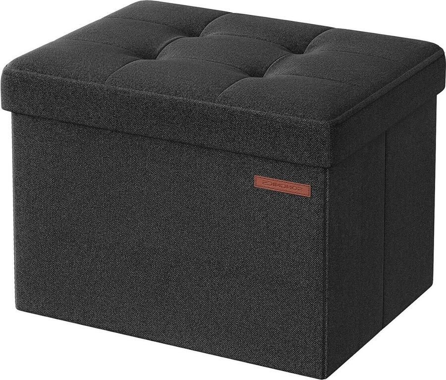 Zitbank met opbergruimte 41 cm inklapbaar Zitkist opbergdoos Voetenbank Basiszwart