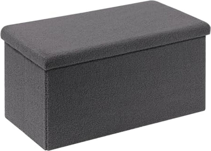 Zitbank met Opbergruimte en Opvouwbare Functie Fluwelen Voetenbank en Kist Grijs 80 x 40 x 40 cm