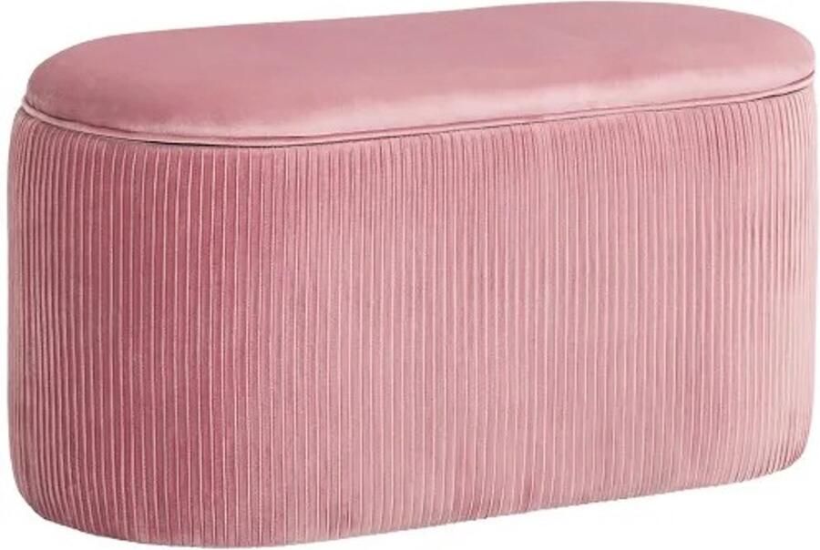 Zitbank met Opbergruimte in Franse Stijl Elegante Fluwelen Kistbank voor Woonkamer Roze 81x40x41cm