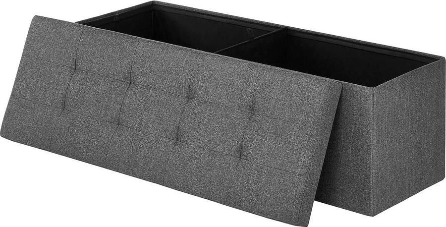 Zitbank Met Opbergruimte multifunctioneel 1 stuk donkergrijs imitatie linnen 110 x 38 x 38 cm