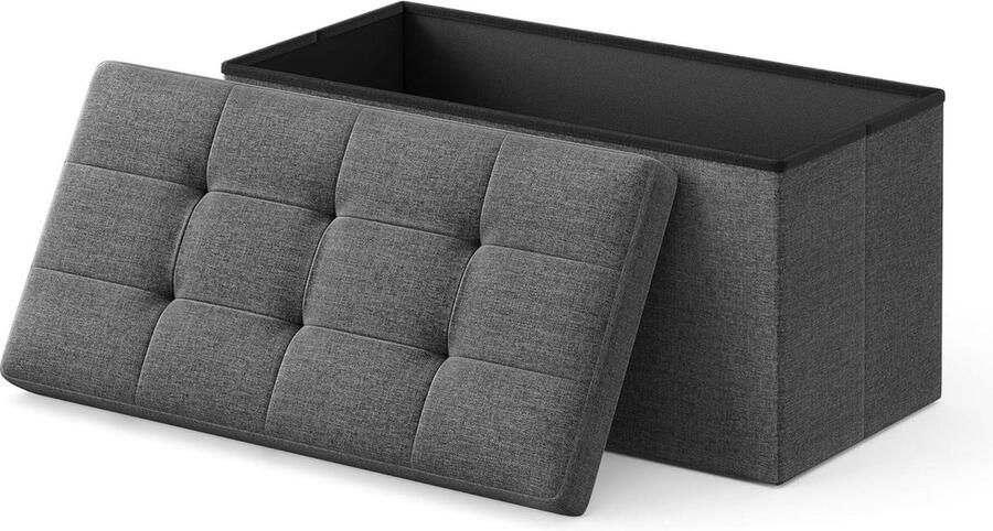 Zitbank met opbergruimte multifunctioneel 1 stuk donkergrijs imitatielinnen 76 x 38 x 38 cm