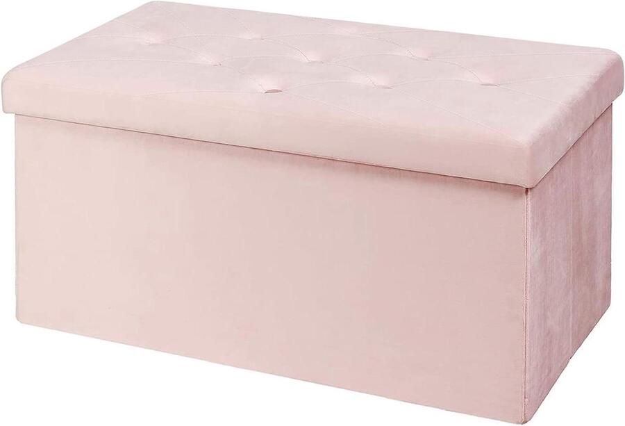 Zitbank met opbergruimte multifunctioneel 1 stuk roze fluweel 76 x 38 x 38 cm