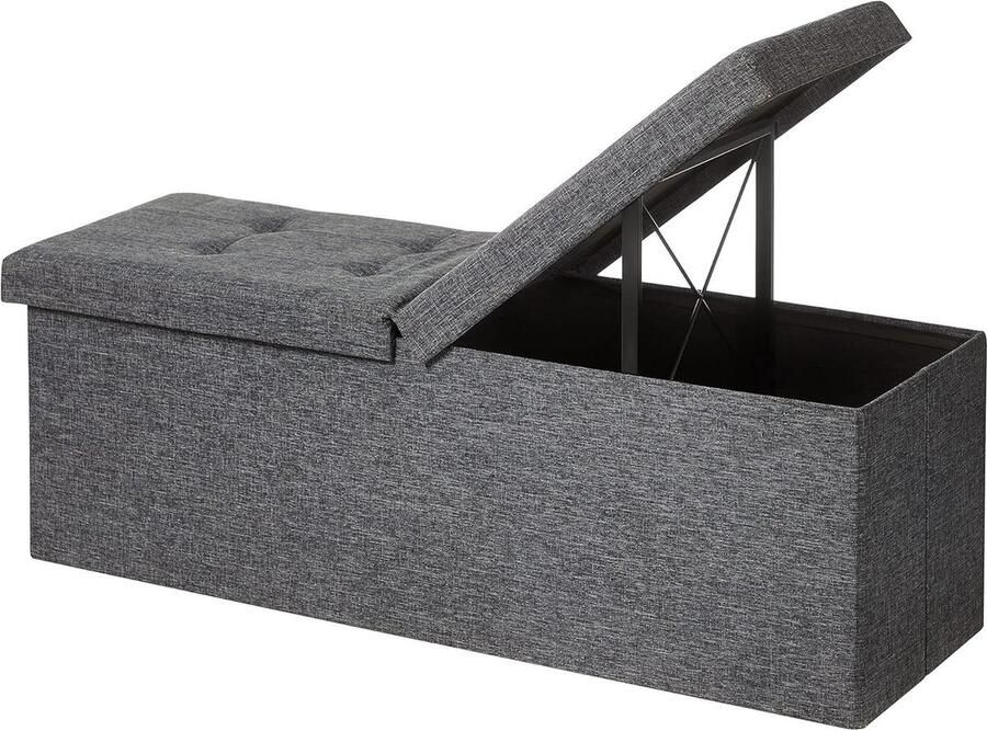 Zitbank met opbergruimte multifunctioneel 1 stuk leigrijs 38 x 110 x 38 cm