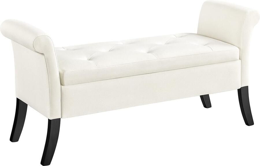 Zitbank met opbergruimte opbergdoos zitkruk opvouwbaar zitkist met armleuningen max. belastbaarheid 300 kg bekleding van stof zithoogte 46 cm zuiver wit