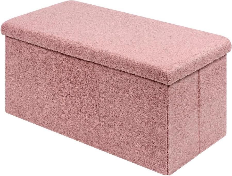 Zitbank met opbergruimte opvouwbaar 1 stuk roze fluweel 80 x 40 x 40 cm