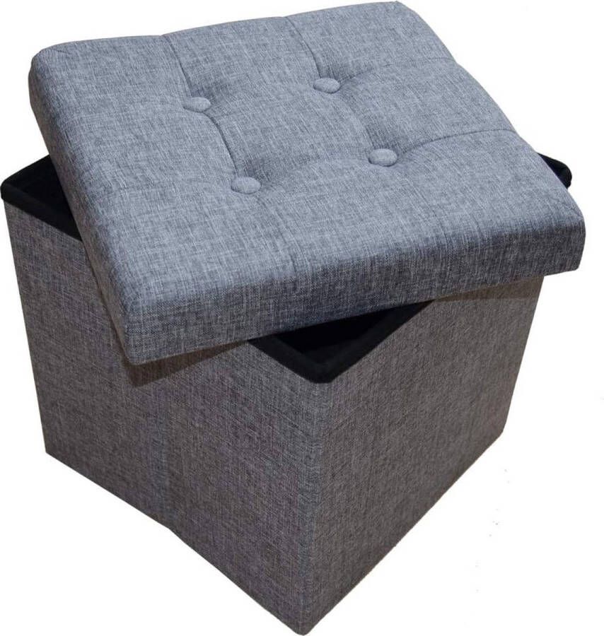 Zitbank met opbergruimte opvouwbaar belastbaar tot 300 kg linnen 38 x 38 x 38 cm