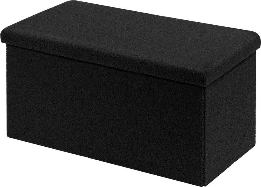 Zitbank met opbergruimte opvouwbare zitbank fluwelen voetenbank 1 stuk zwart 80 x 40 x 40 cm