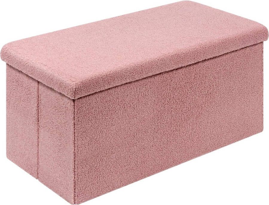 Zitbank met opbergruimte opvouwbare zitbank fluwelen voetenbank kist opbergdoos met deksel roze 80 x 40 x 40 cm