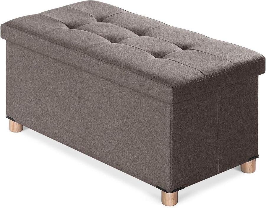 Zitbank met opbergruimte opvouwbare zitkist zitkruk met deksel zitkube voetsteun bruin 76 x 38 x 40 cm Kruk met opbergruimte