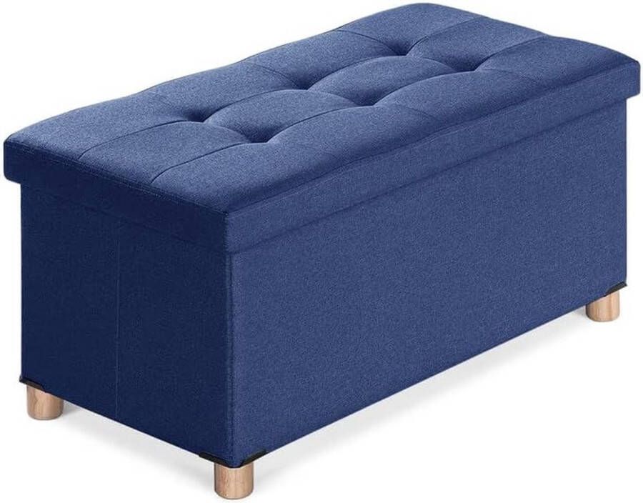 Zitbank met opbergruimte zitkist kruk voetenbank opvouwbare zitkist met deksel blauw 76 x 38 x 38 cm
