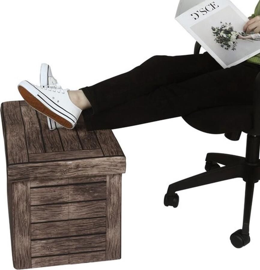 Bolt Edge Zitbank Zacht Opbergruimte Opbergbank Poef Bruin Hout