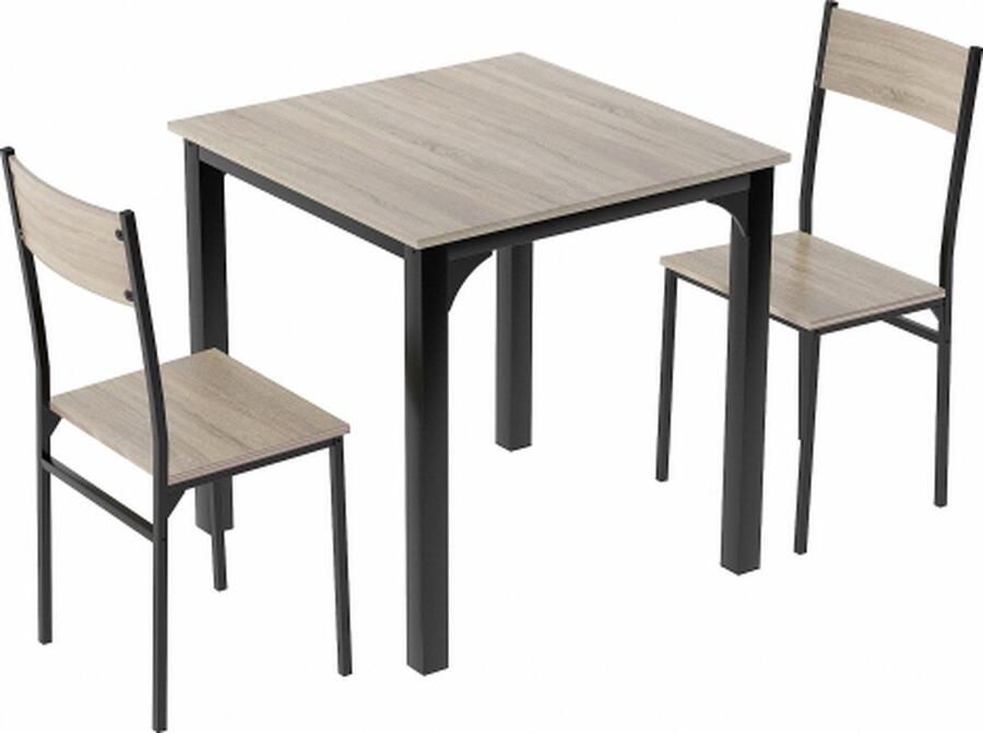 Zonder merk Gotagee Zitgroep Eetkamergroep Eettafel met 2 stoelen Natuurlijke kleur Woonkamer tafel Salontafel