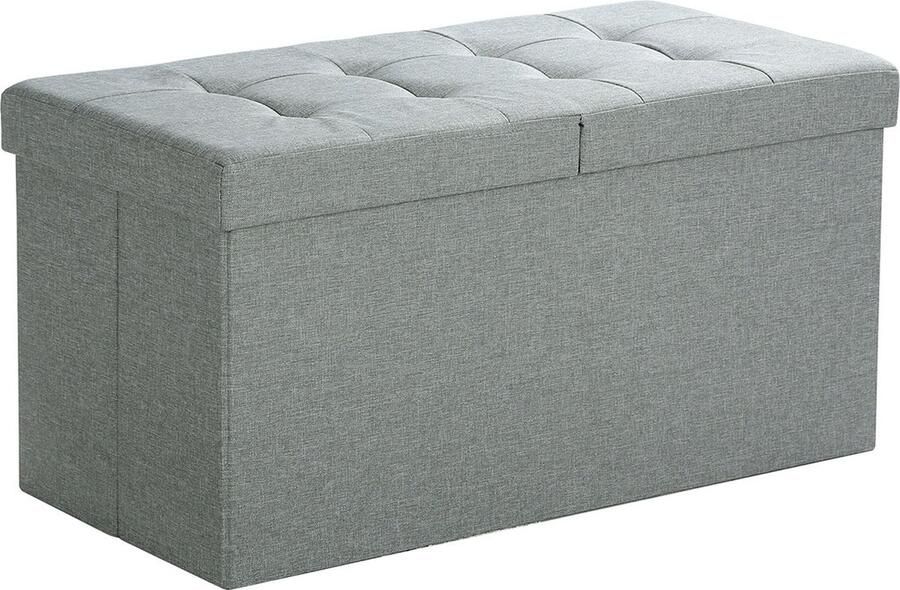 Opvouwbare zitbank 80 liter kistbank half deksel zijdelings inklapbaar belastbaar tot 300 kg 76 x 38 x 38 cm 76 x 38 x 38 cm lichtgrijs