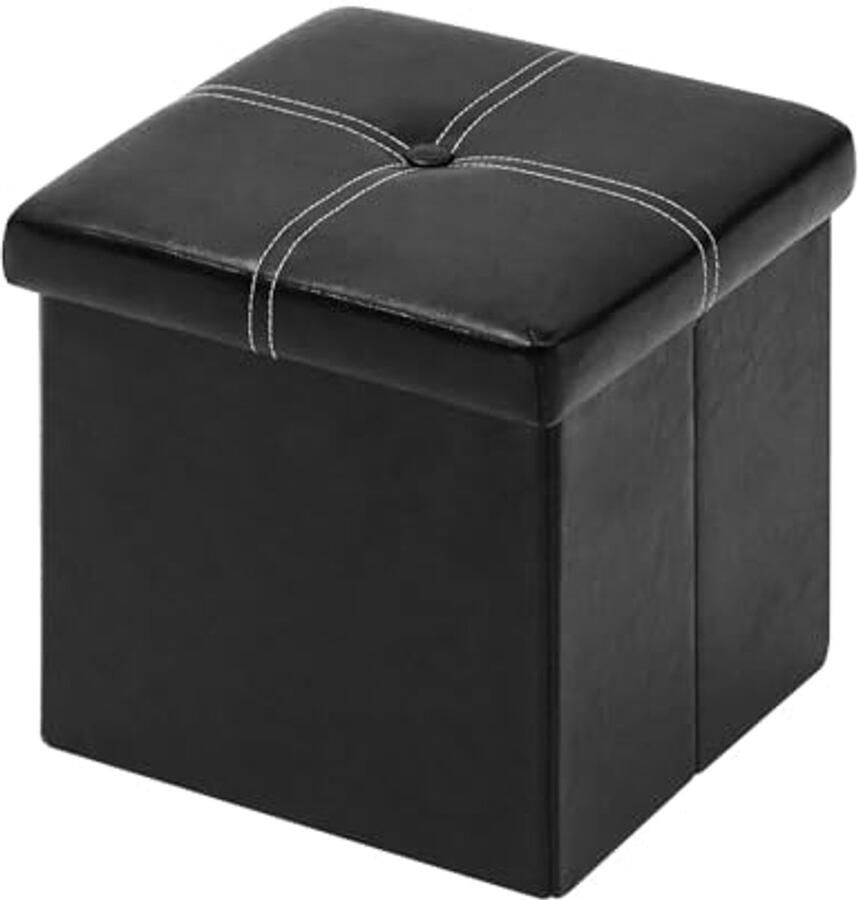 Zitkist met opbergkruk Multifunctionele speelgoedopbergdoos voor kinderen Zwart PU leer 30x30x30 cm