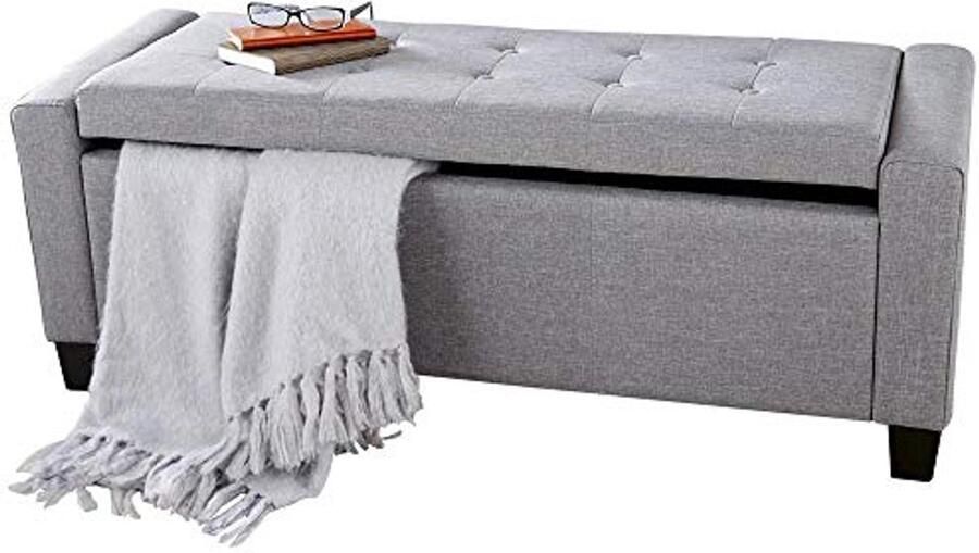 Zitkist met Opbergruimte en Zitzak Modern en Elegant Lichtgrijs 110 x 40 x 40 cm