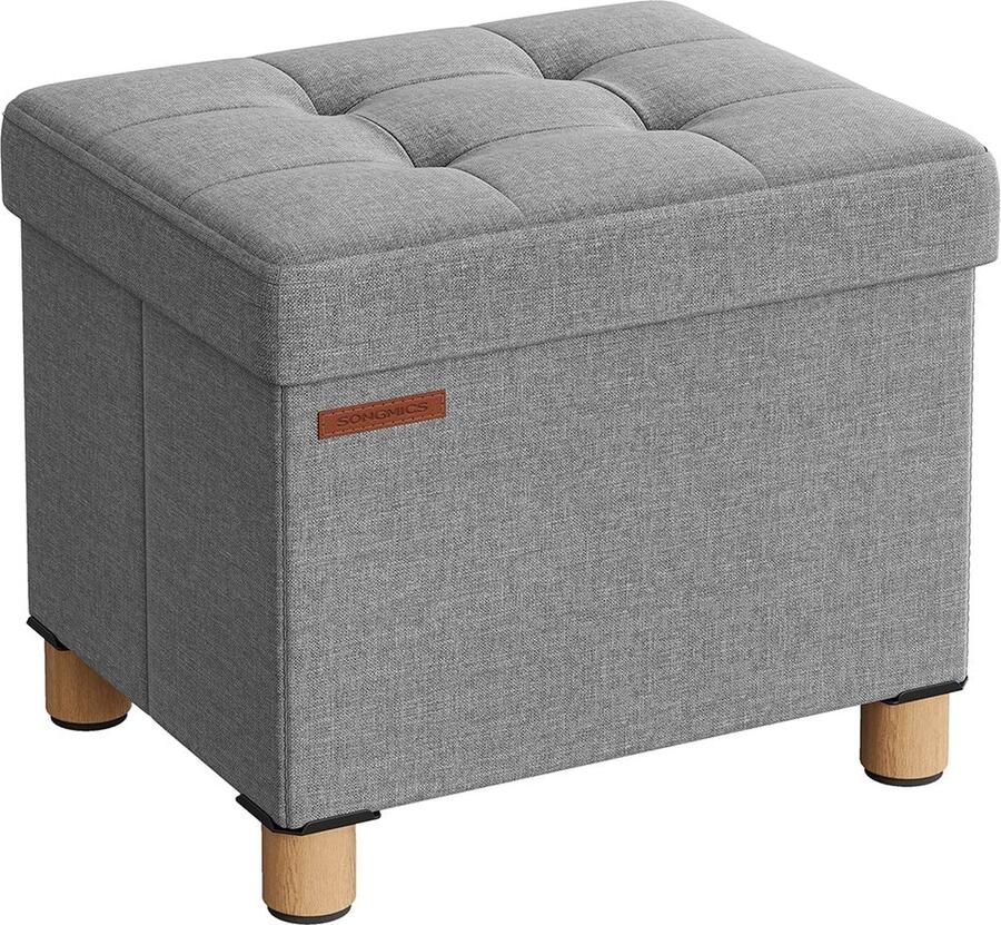 Rootz Living Rootz Zitkist Opberger Poef Duifgrijs MDF Imitatielinnen 25D Schuim 32cm x 40cm x 33 5cm 32L capaciteit