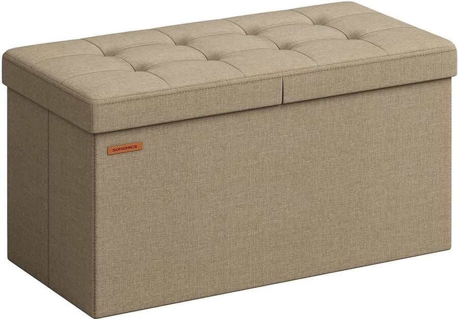 Rootz Living Rootz Zitkist Opbergruimte Poef Camel Bruin MDF Poef Imitatielinnen Met schuim gevoerd Grote opslagcapaciteit Stevige constructie Veelzijdig ontwerp 38 cm x 76 cm x 38 cm