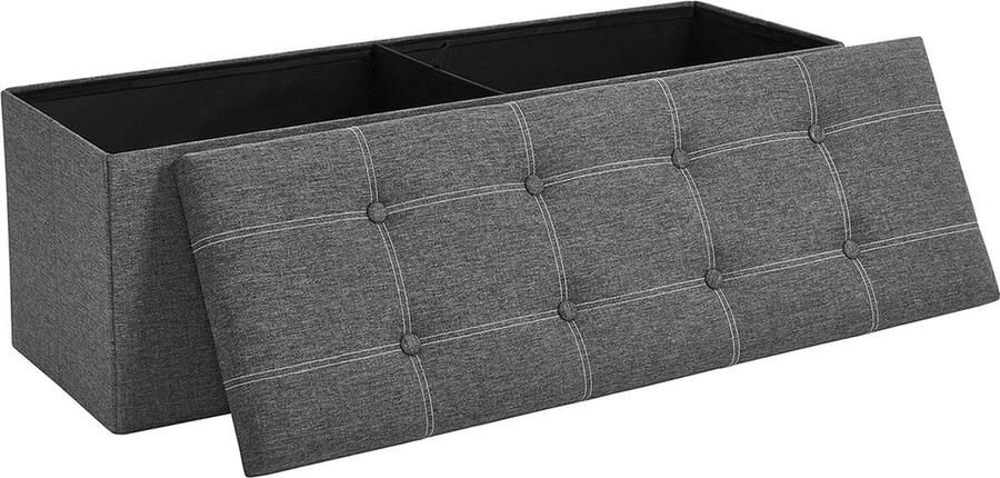 Rootz Living Rootz Zitkist Ottoman Opbergbank Donkergrijs MDF Imitatielinnen Schuim Grote opslagcapaciteit Stevige constructie Veelzijdig gebruik 110 cm x 38 cm x 38 cm