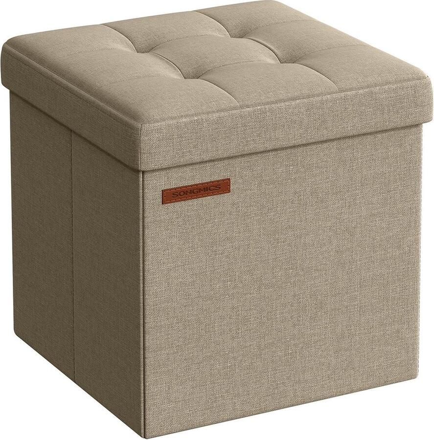 Rootz Living Rootz Zitkist Ottoman Opbergkruk Voetensteun MDF en Linnen 25D Schuim 30cm x 30cm x 30cm