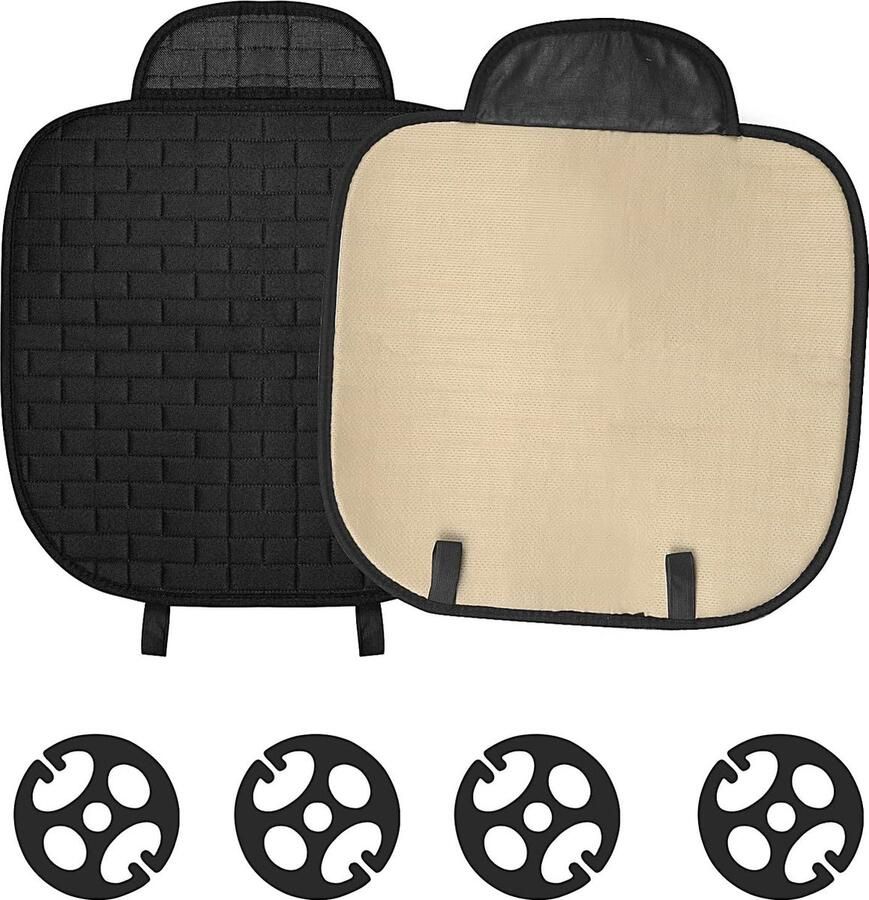 Zitkussen auto 2 stuks universele stoelkussens voorstoelen auto stoelkussens zacht en ademend autostoelkussen antislip onderlegger voor autostoel bureaustoel zwart