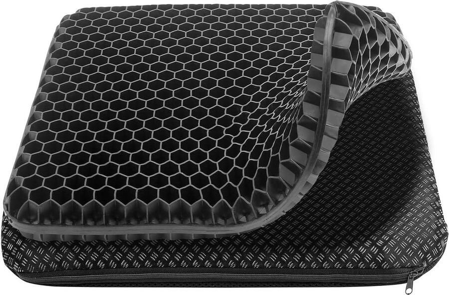 Zitkussen auto Orthopedisch zitkussen bureaustoel Stuitbeenkussen met gel traagschuim (42 cm × 38 × 4 cm)